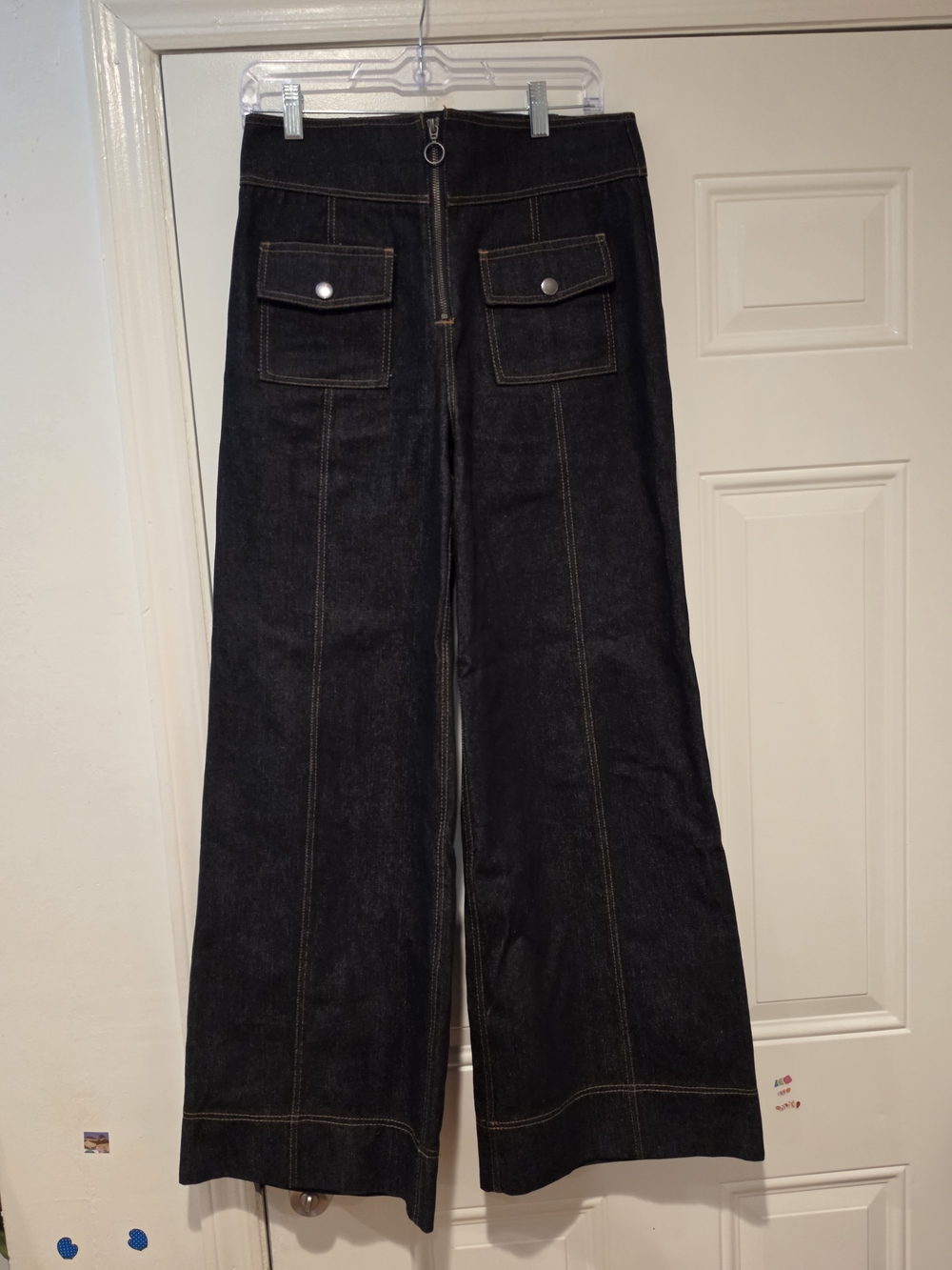 Women's Smak Parlour Black Wide-Leg Jeans with Front Flap Pockets